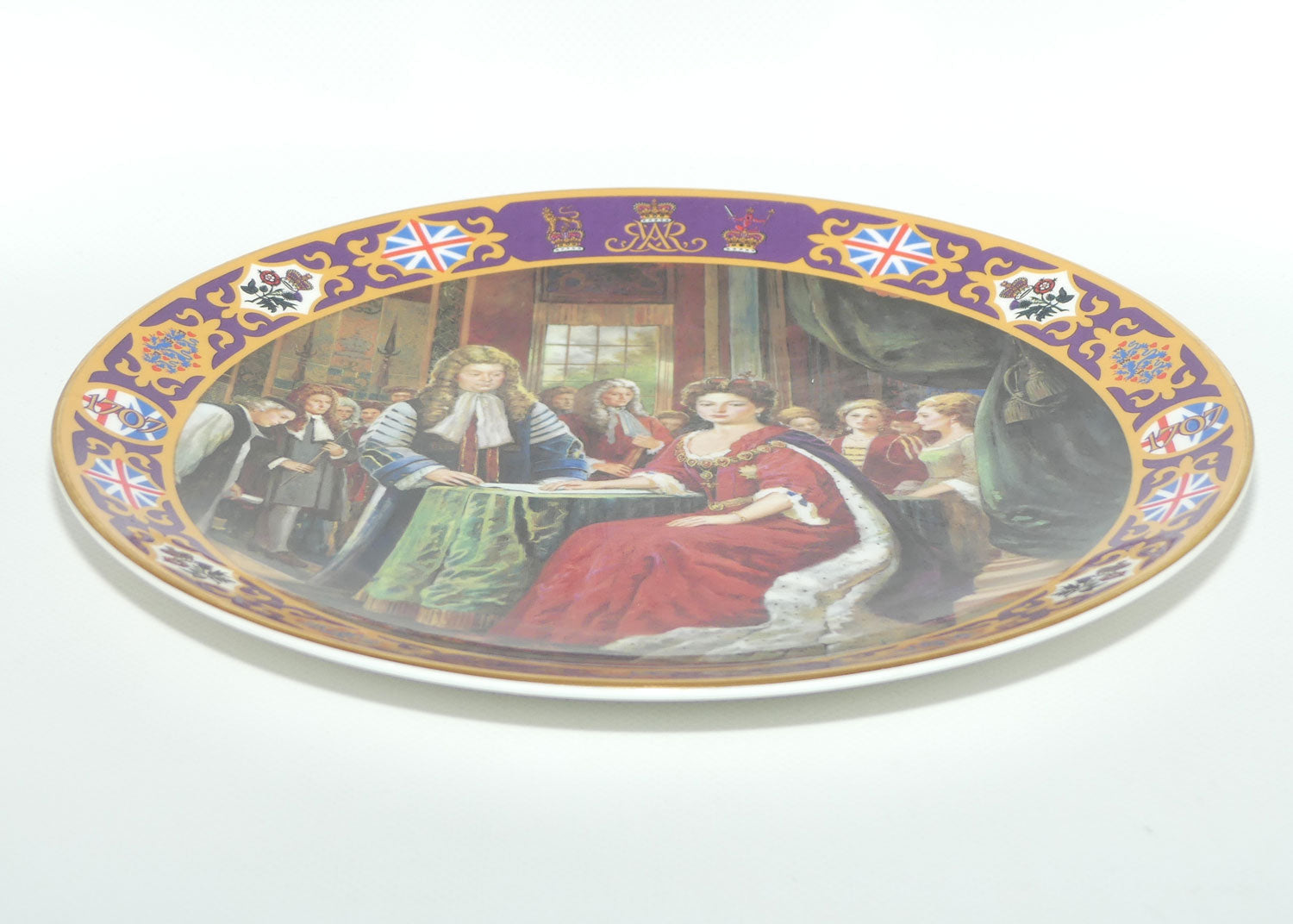 Royal Doulton Kings and Queens of the Realm PN162 plate | Queen Anne signing the Act of Union | LE584