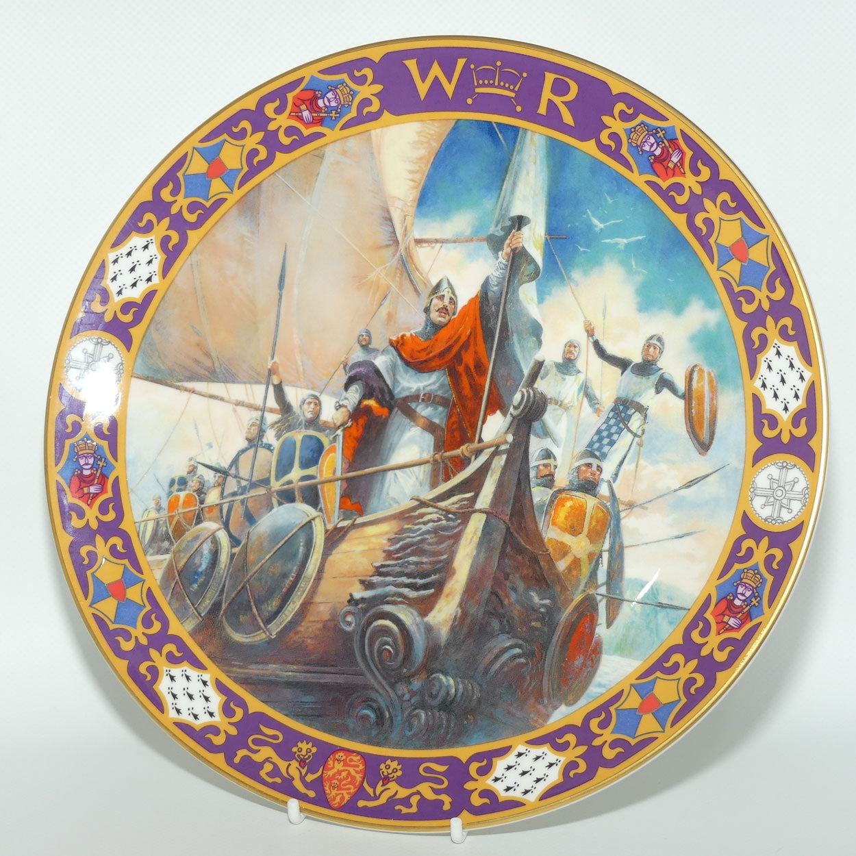 Royal Doulton Kings and Queens of the Realm PN191 plate | William the Conqueror arriving on the shores of England before the Battle of Hastings | LE 181