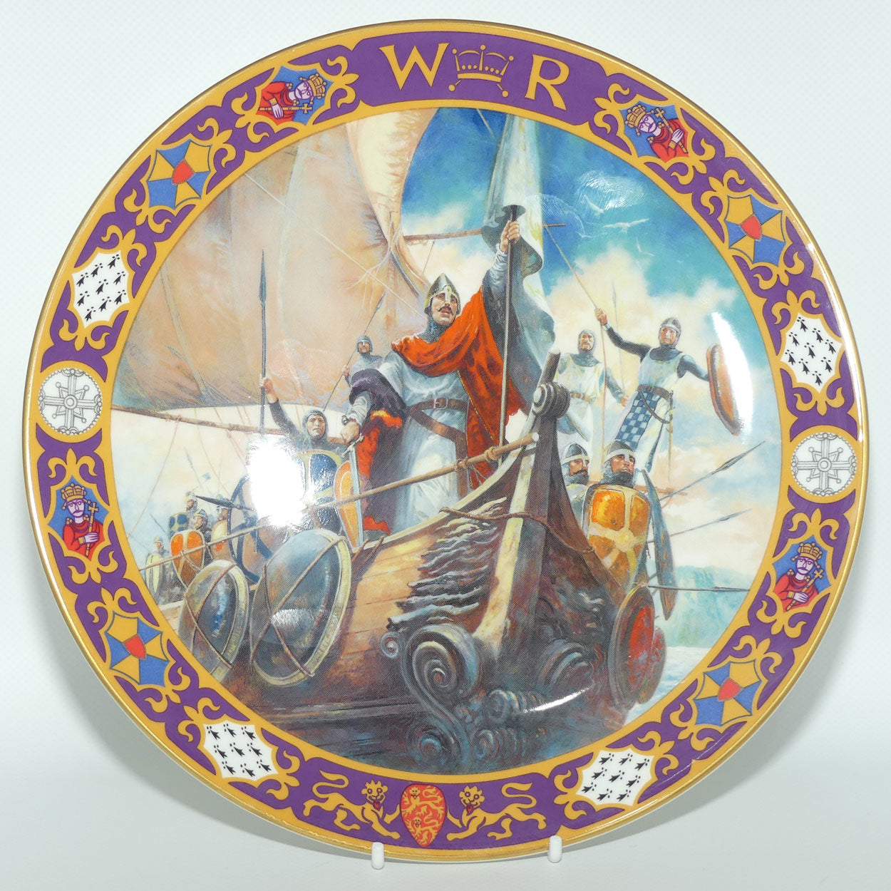 Royal Doulton Kings and Queens of the Realm PN191 plate | William the Conqueror arriving on the shores of England before the Battle of Hastings | LE 181