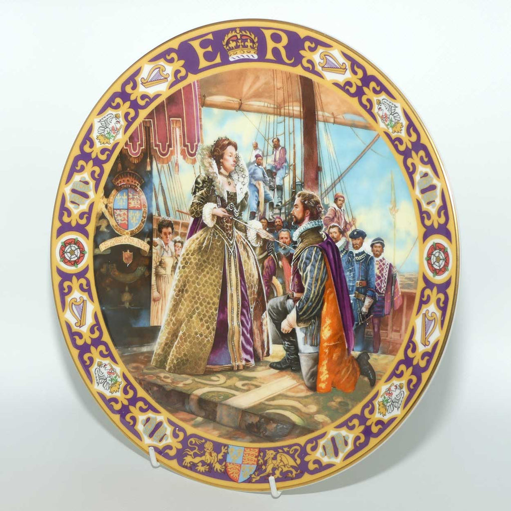 Royal Doulton Kings and Queens of the Realm PN1 plate | Queen Elizabeth I Knighting Sir Francis Drake | LE 1319/3500