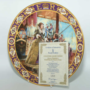 Royal Doulton Kings and Queens of the Realm PN1 plate | Queen Elizabeth I Knighting Sir Francis Drake | LE 1319/3500