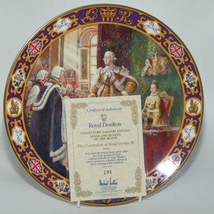 Royal Doulton Kings and Queens of the Realm PN203 plate | The Coronation of King George III | LE 194 box + Certificate  