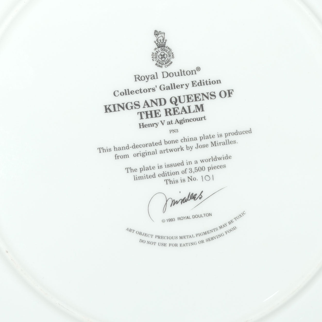 Royal Doulton Kings and Queens of the Realm PN3 plate | Henry V at Agincourt | LE101