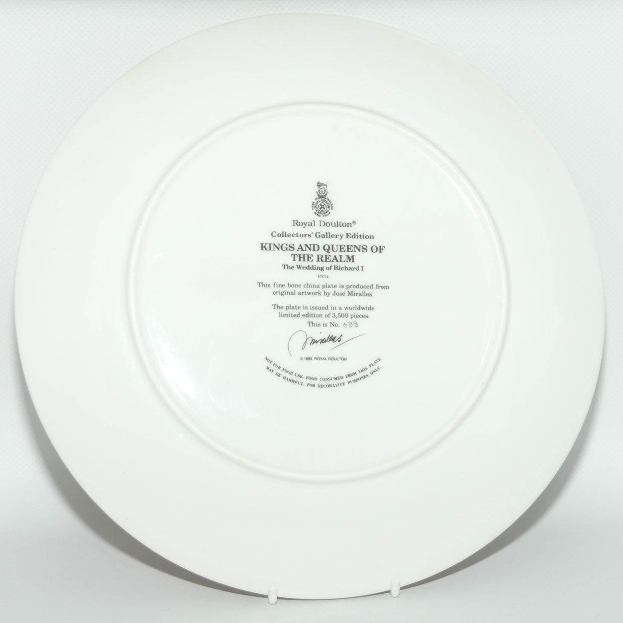 Royal Doulton Kings and Queens of the Realm PN74 plate | The Wedding of Richard I | LE 638