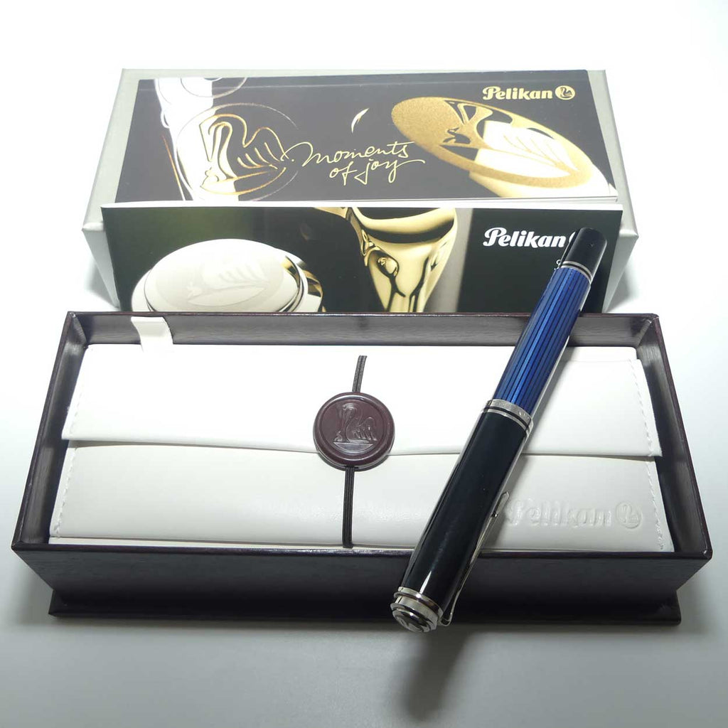 Pelikan M805 Souveran Fountain Pen | Black and Blue | EF nib | original boxing