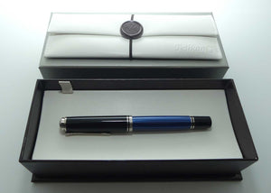 Pelikan M805 Souveran Fountain Pen | Black and Blue | EF nib | original boxing