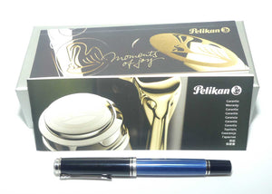 Pelikan M805 Souveran Fountain Pen | Black and Blue | EF nib | original boxing