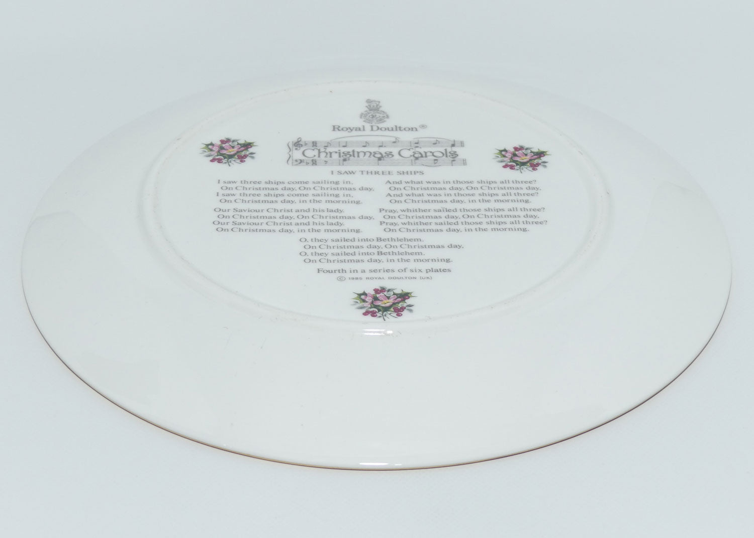 Royal Doulton Christmas 1986 | Christmas Carols | I Saw Three Ships plate