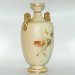 Royal Worcester Blush Ivory hand painted huge table centrepiece depicting flowers, butterflies, snails and a dragonfly (Raby)