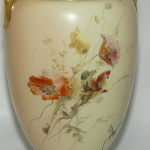 Royal Worcester Blush Ivory hand painted huge table centrepiece depicting flowers, butterflies, snails and a dragonfly (Raby)