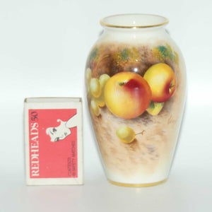 Royal Worcester hand painted Fruit tapering shape miniature vase | Roberts