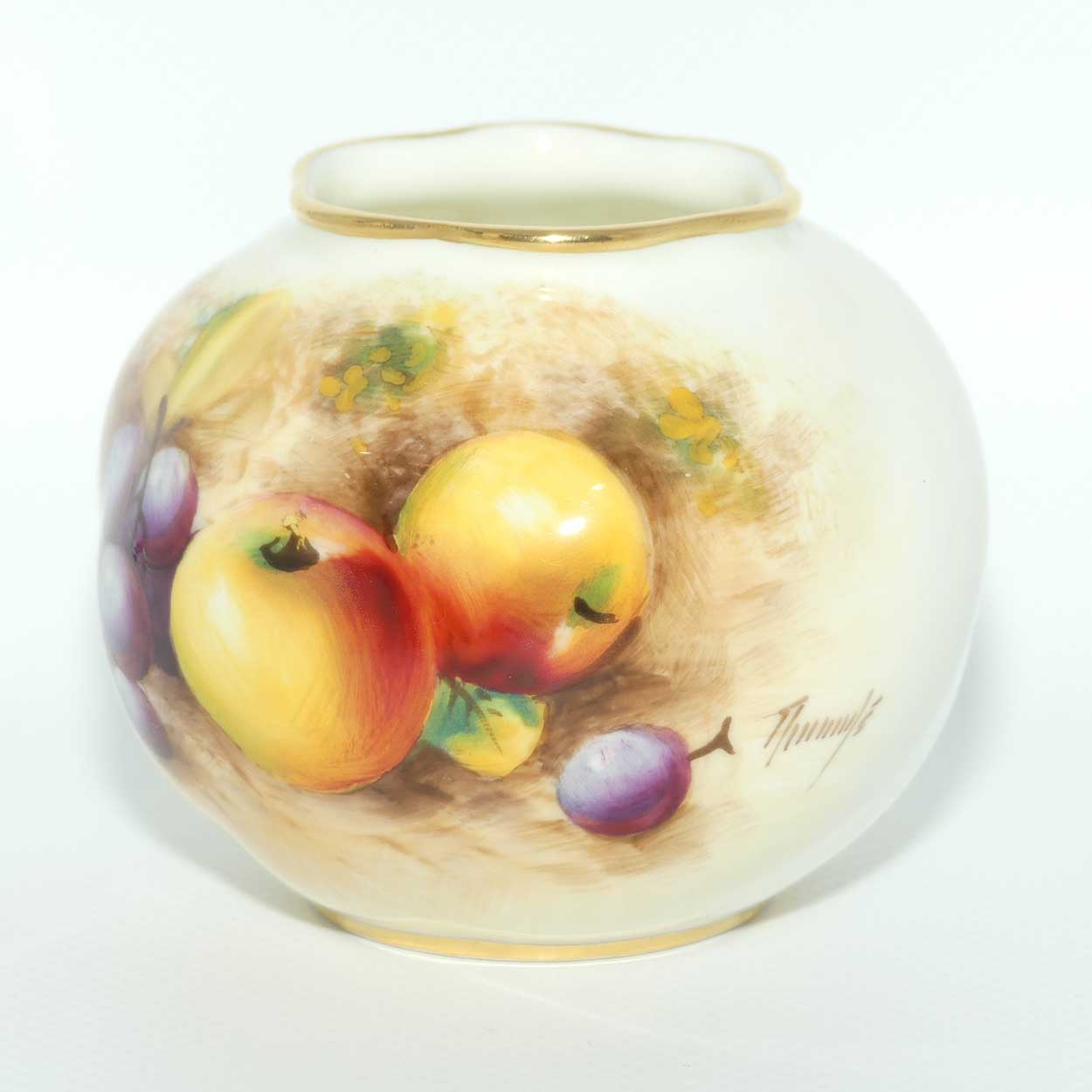 Royal Worcester hand painted fruit miniature ball vase | Shape G161 | William Roberts