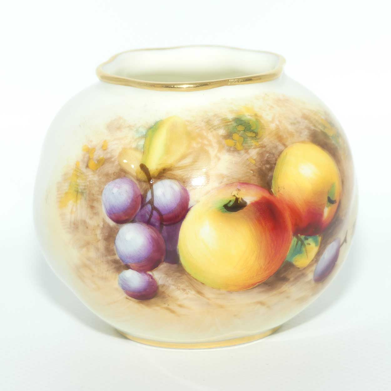 Royal Worcester hand painted fruit miniature ball vase | Shape G161 | William Roberts