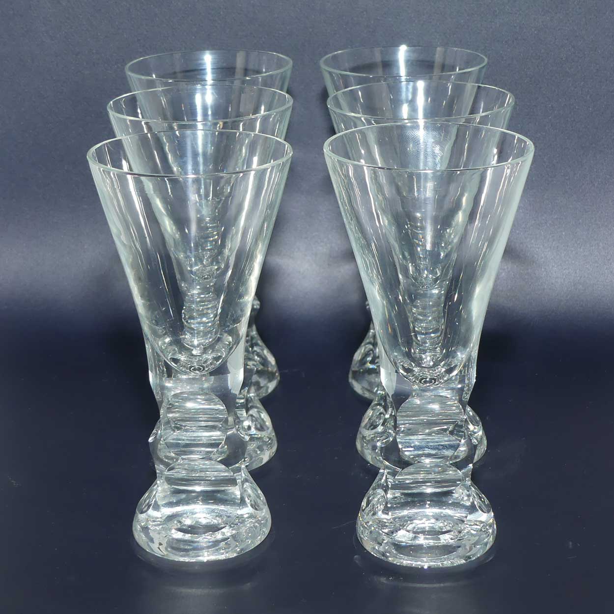 Mid Century European design set of 6 facetted cordial glasses