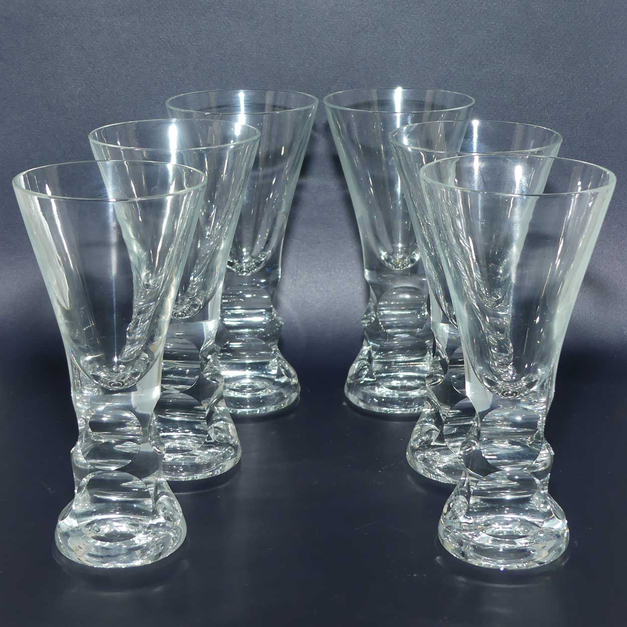 Mid Century European design set of 6 facetted cordial glasses
