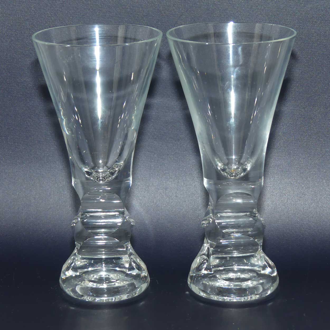 Mid Century European design set of 6 facetted cordial glasses