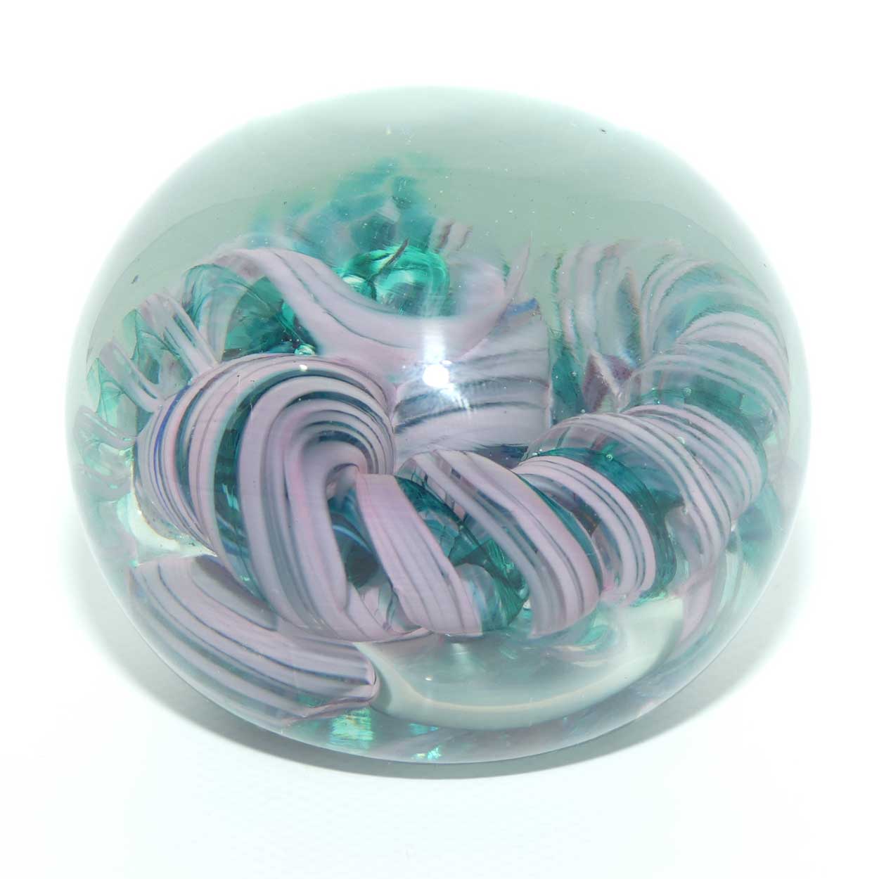 Studio Art Glass controlled bubble and swirl magnum paperweight | signed SMG 90