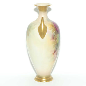 Royal Worcester hand painted Hadley Roses vase with twin handles | Sedgley