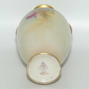 Royal Worcester hand painted Hadley Roses vase with twin handles | Sedgley