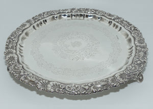 Late Victorian Sterling Silver tri footed drinks tray | Sheffield 1900 | 1434g
