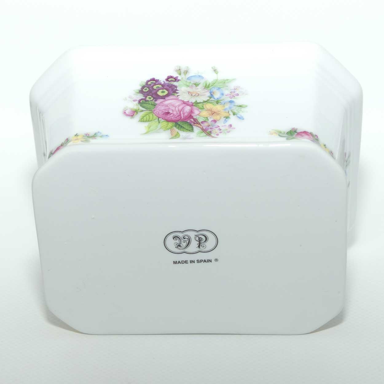 VP Porcelain Spain floral decorated and lustre edge casket