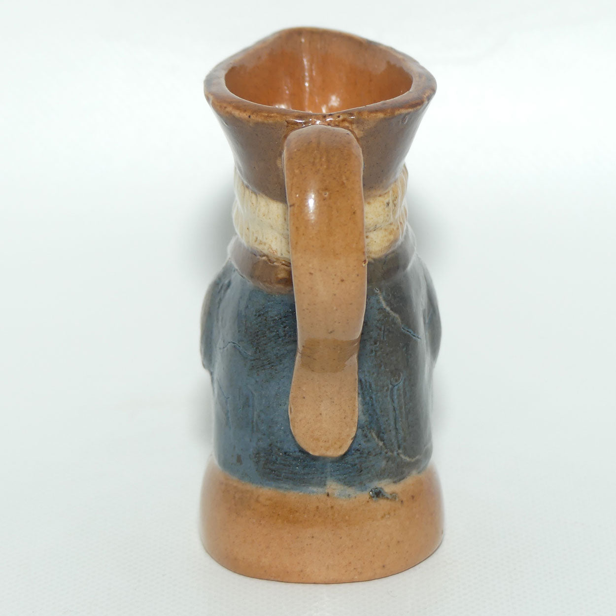 X8572 Royal Doulton Lambeth Harry Simeon The Standing Man Miniature toby | Sombre Face, Brown Waistcoat, Blue Jacket