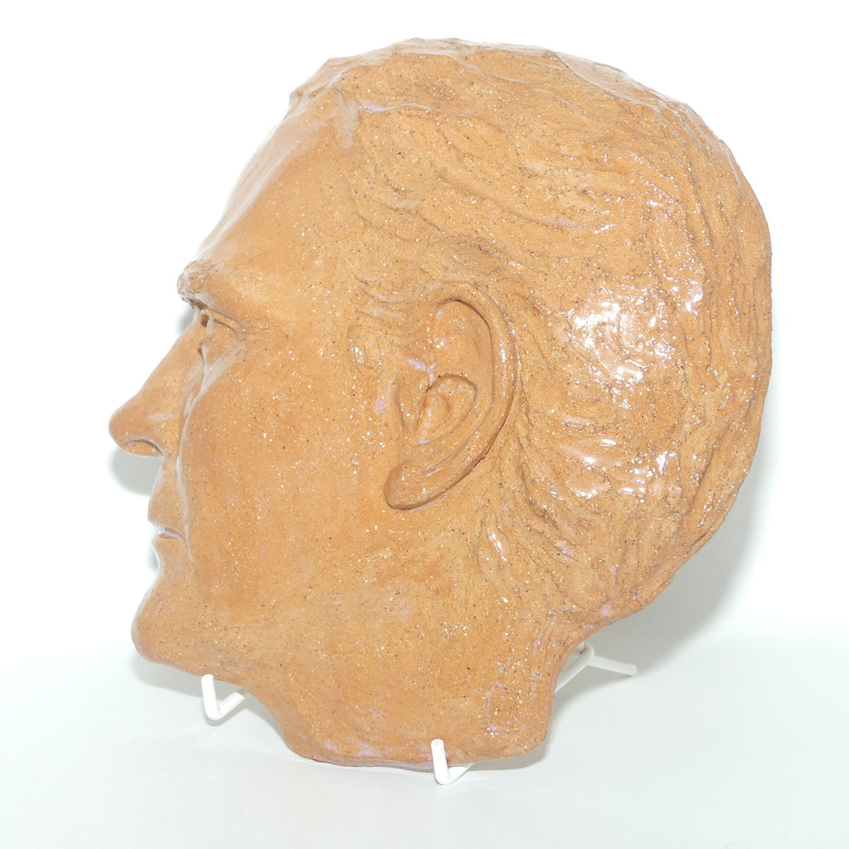Australian Pottery | Hand Built wall plaque depicting Neil Abell by Elizabeth Abell 1980
