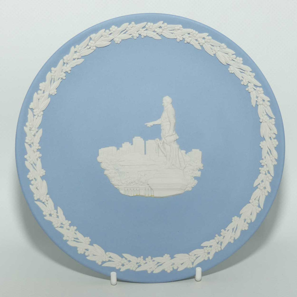 Wedgwood Jasper | Australian Capital Cities | White on Pale Blue | Adelaide plate | 16.5cm | box + Cert