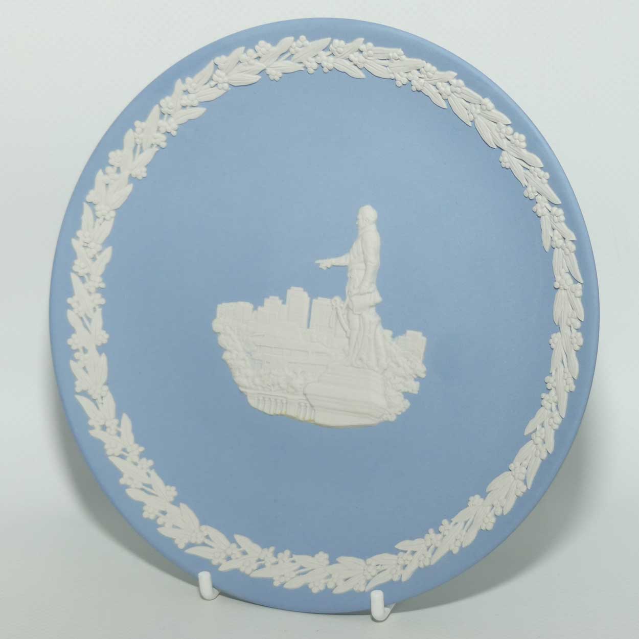 Wedgwood Jasper | Australian Capital Cities | White on Pale Blue | Adelaide plate | 16.5cm | box + Cert