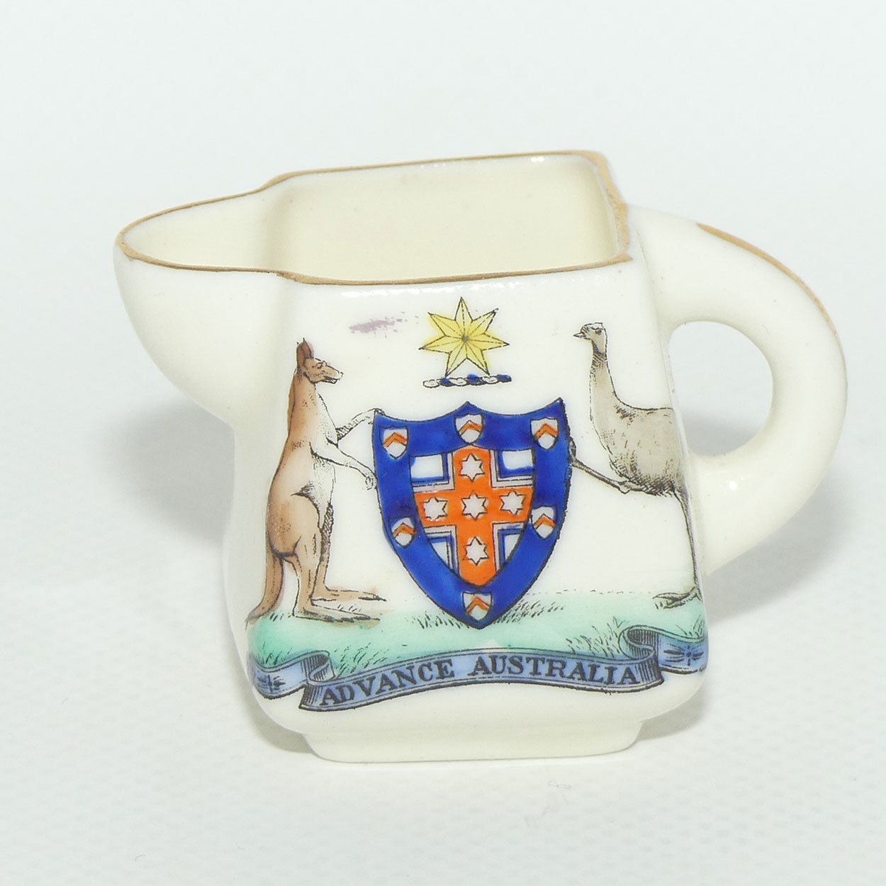 Late Foley Shelley miniature jug Advance Australia | Coat of Arms | c.1900