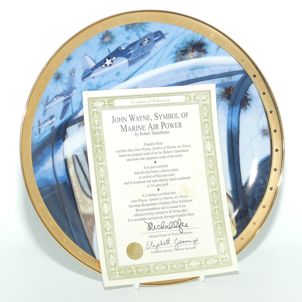 Franklin Mint Heirloom plate | John Wayne | Symbol of Marine Air Power + Cert