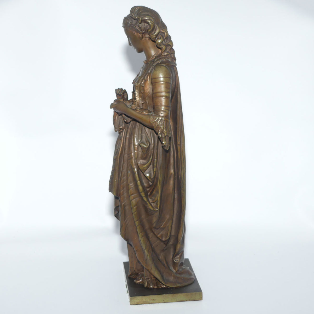 French Bronze entitled Jolie Couseuse | The Pretty Seamstress by Eugene-Antoine Aizelin