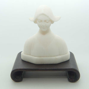 Small Alabaster Bust of Dutch Girl on timber base by Raffaello Romanelli