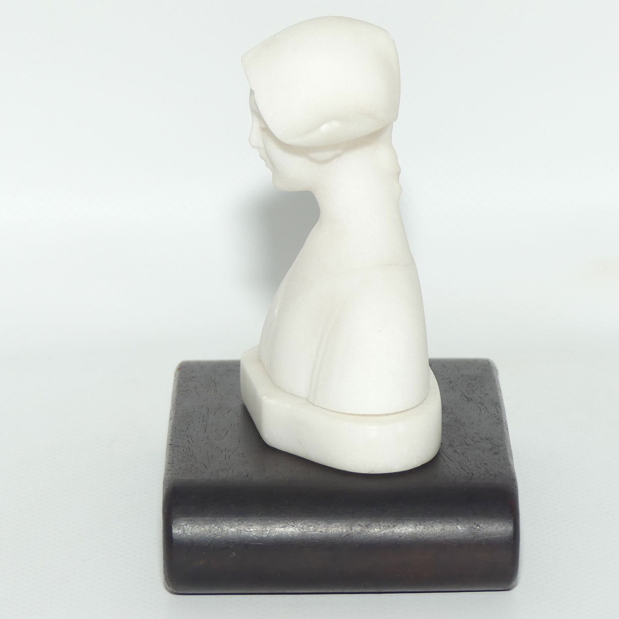 Small Alabaster Bust of Dutch Girl on timber base by Raffaello Romanelli