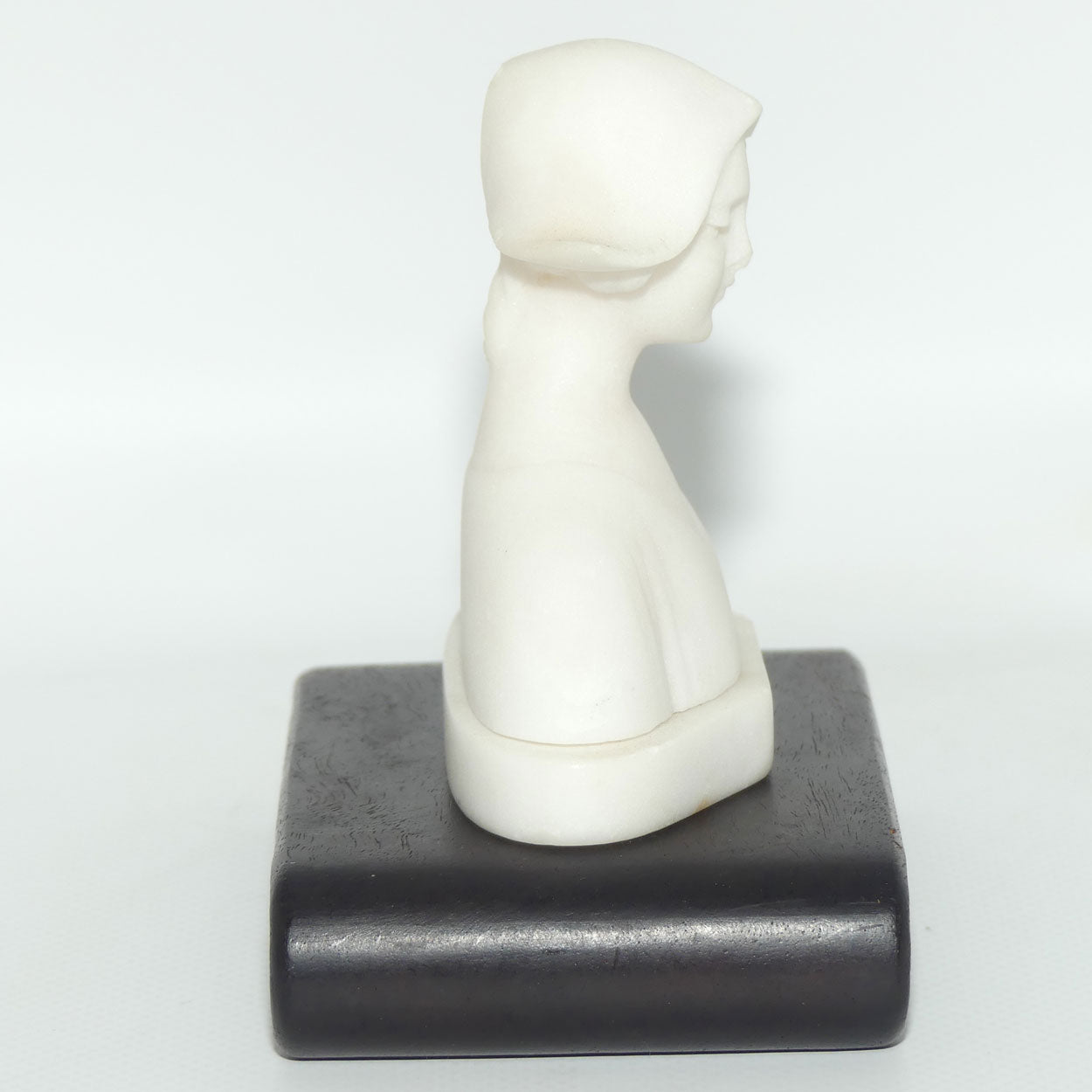 Small Alabaster Bust of Dutch Girl on timber base by Raffaello Romanelli