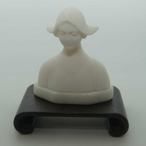 Small Alabaster Bust of Dutch Girl on timber base by Raffaello Romanelli