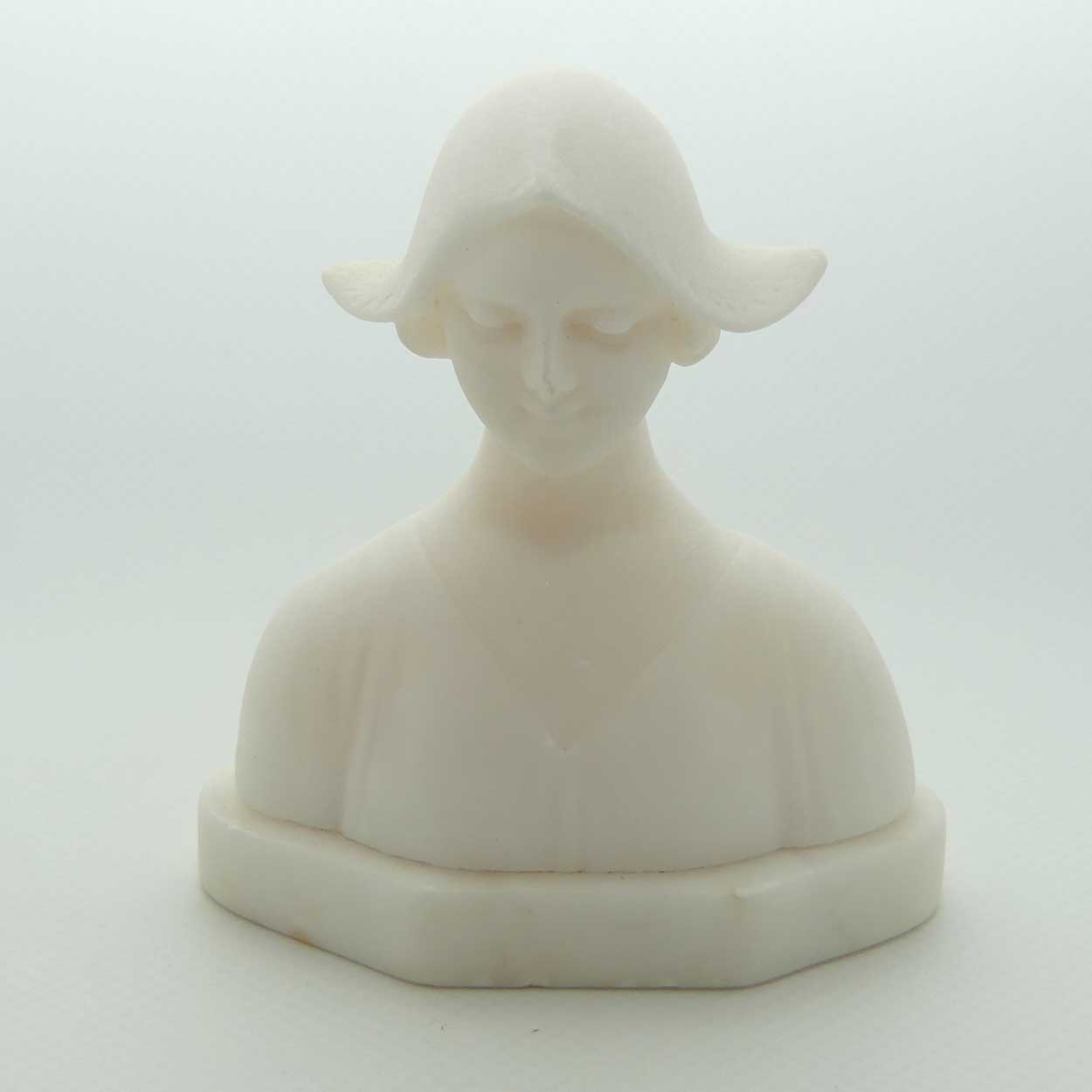 Small Alabaster Bust of Dutch Girl on timber base by Raffaello Romanelli