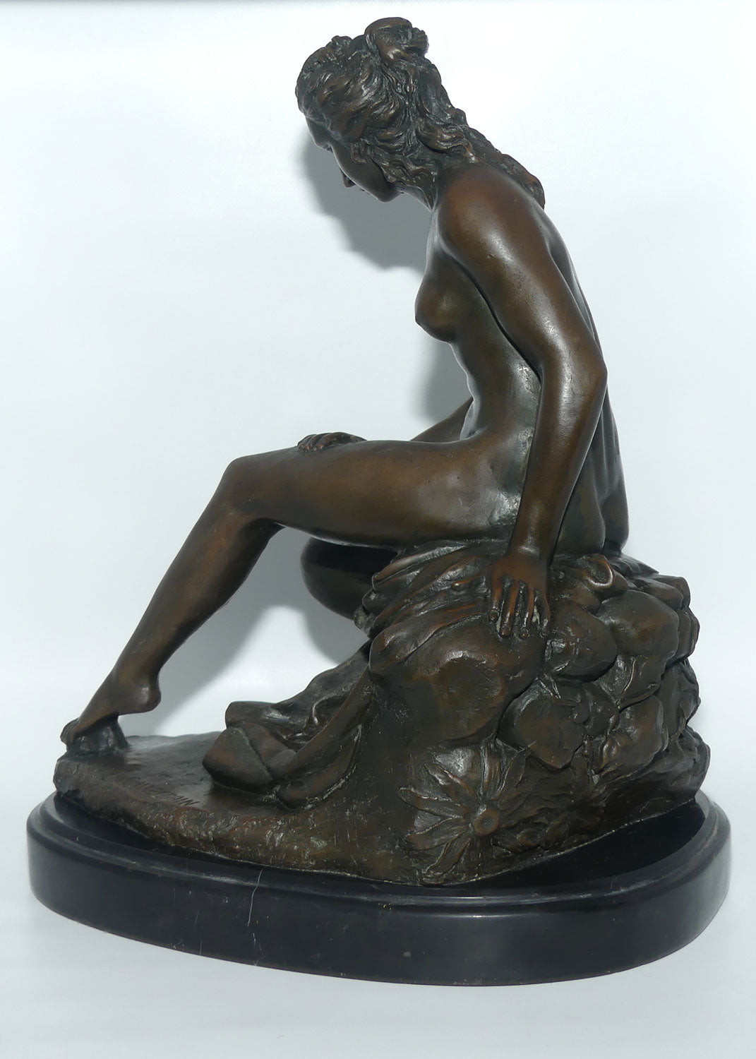 Bronze sculpture of a nude La Baigneuse by Christophe-Gabriel Allegrain | French Foundry Marked