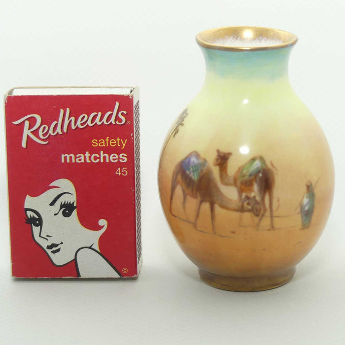 Royal Doulton hand painted & gilt Middle East Desert Scenes miniature vase | H Allen