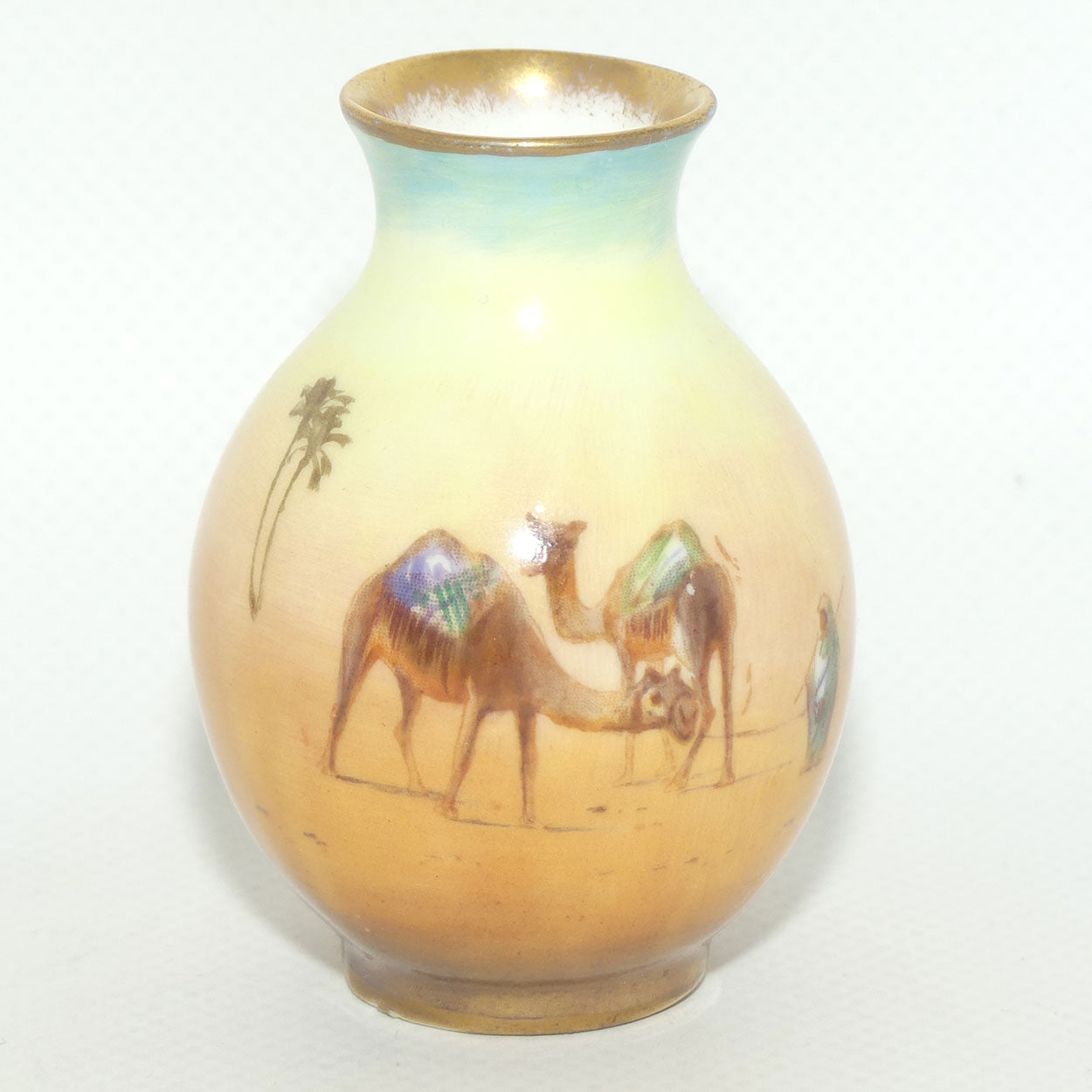 Royal Doulton hand painted & gilt Middle East Desert Scenes miniature vase | H Allen