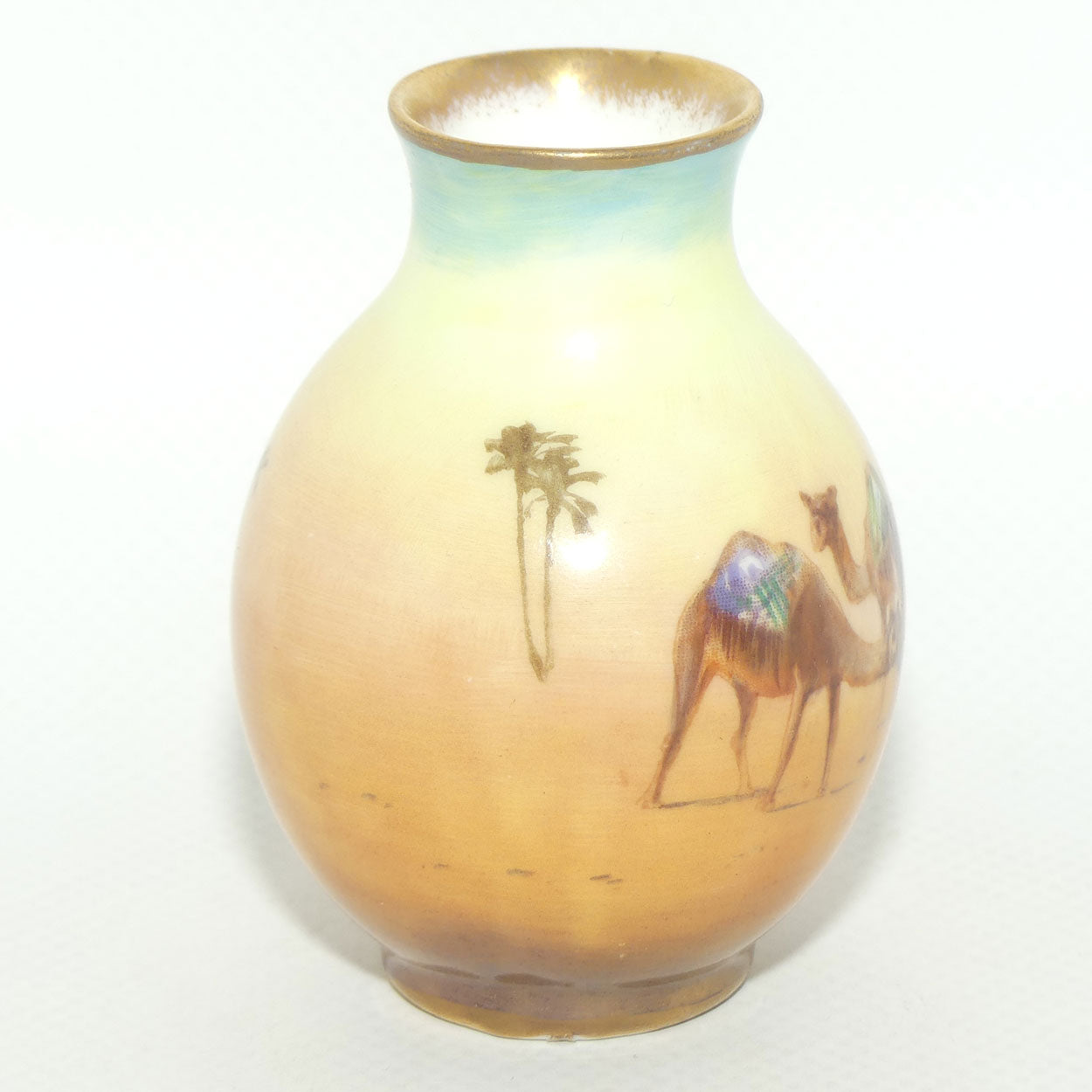 Royal Doulton hand painted & gilt Middle East Desert Scenes miniature vase | H Allen