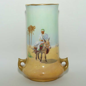 Royal Doulton hand painted and gilt Middle Eastern Desert Scenes handled vase | H Allen