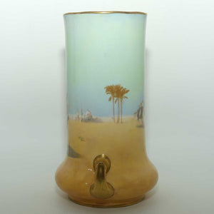 Royal Doulton hand painted and gilt Middle Eastern Desert Scenes handled vase | H Allen