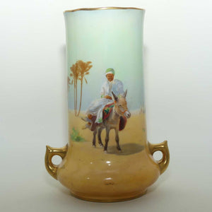 Royal Doulton hand painted and gilt Middle Eastern Desert Scenes handled vase | H Allen