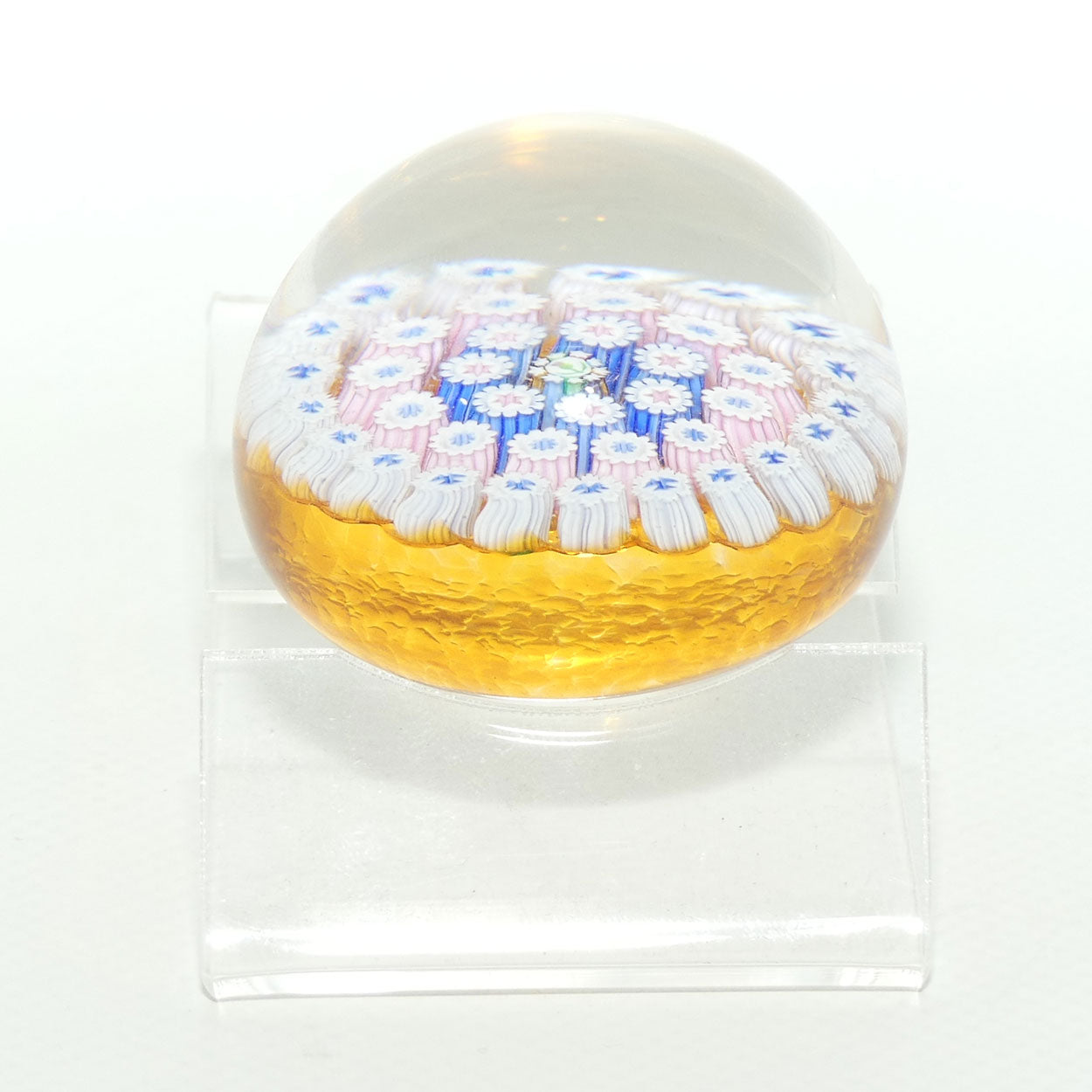 John Deacons Scotland Millefiori Concentric miniature paperweight | Amber