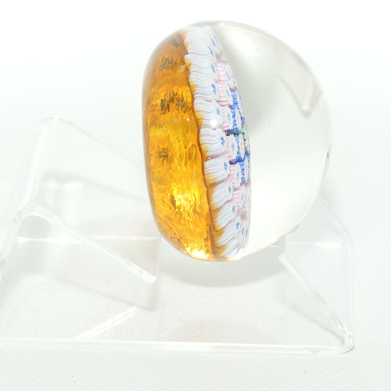 John Deacons Scotland Millefiori Concentric miniature paperweight | Amber