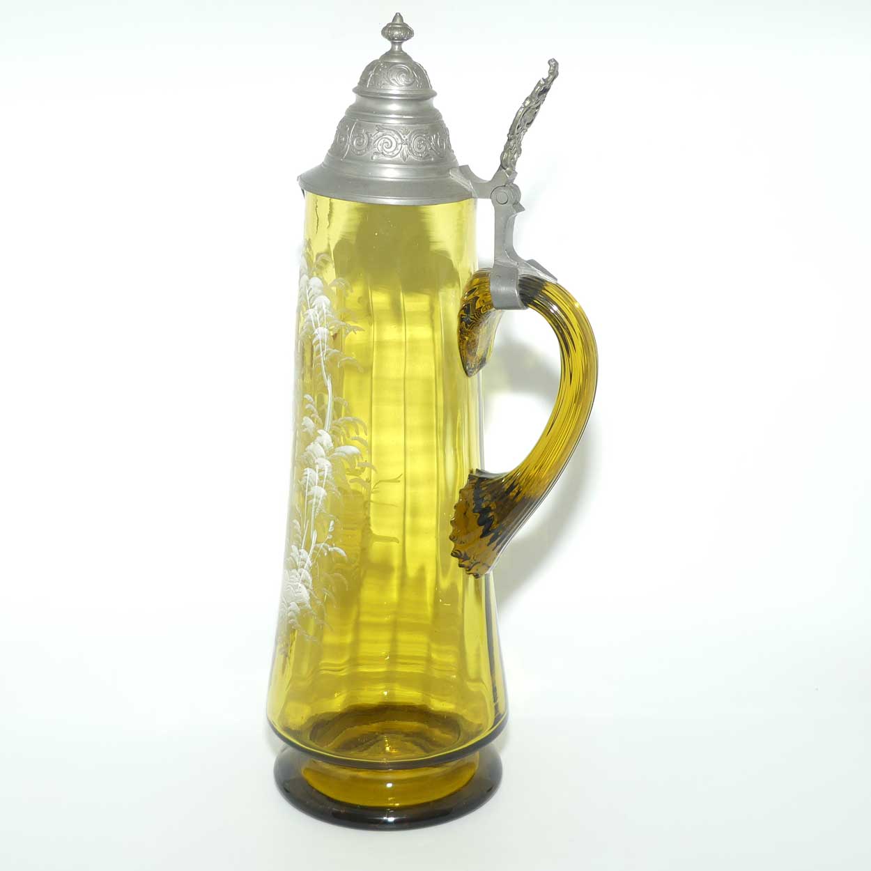 Very large Amber glass Mary Gregory Stein  | Cavalier sounding Horn | minor fault