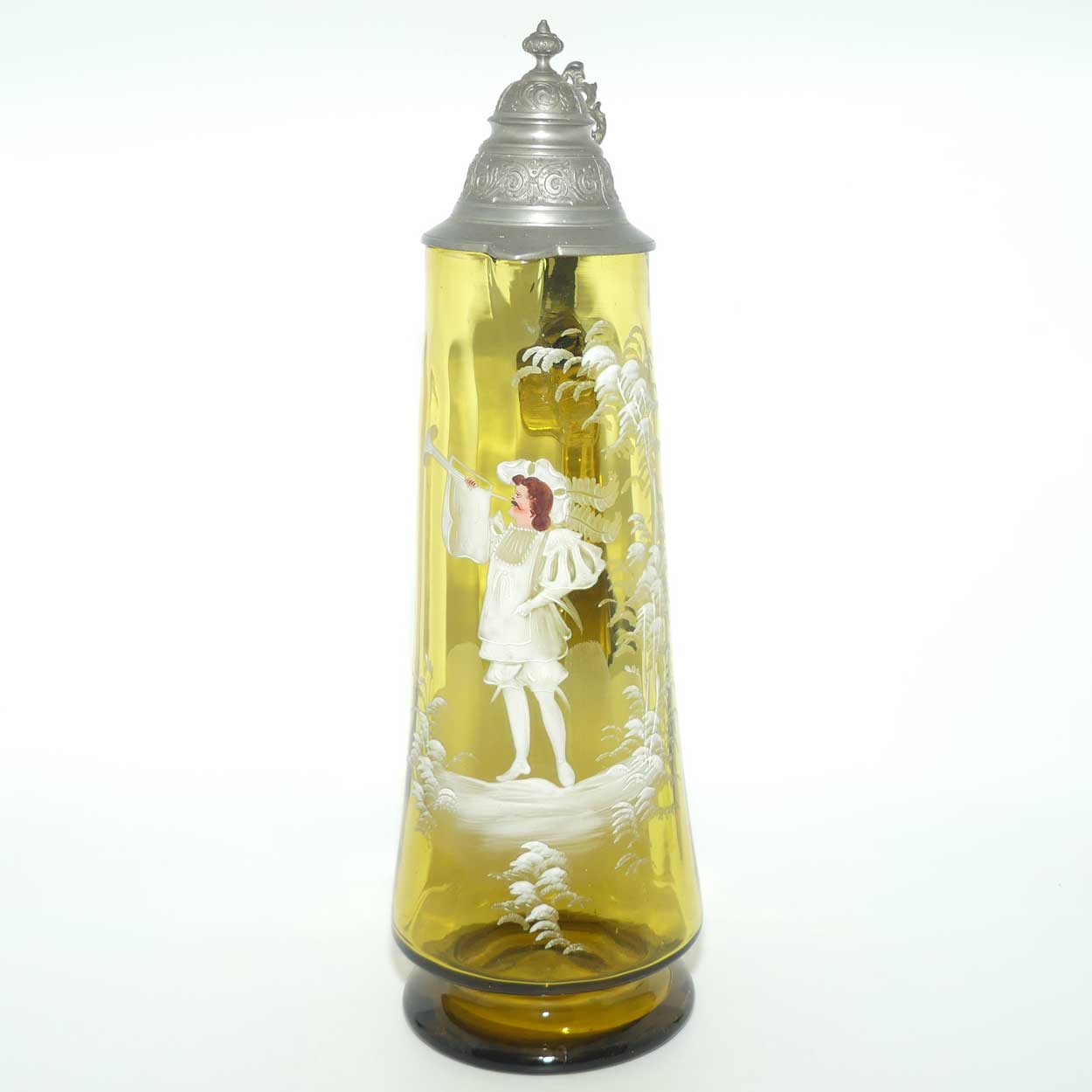 Very large Amber glass Mary Gregory Stein  | Cavalier sounding Horn | minor fault