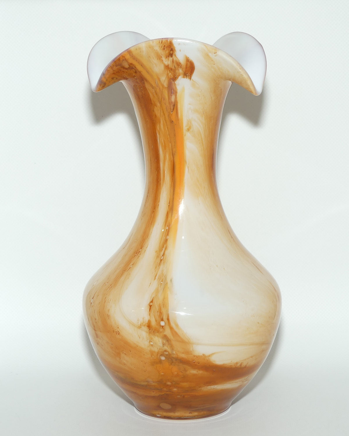 Mid Century Orange and Brown Marble effect vase | 28cm tall