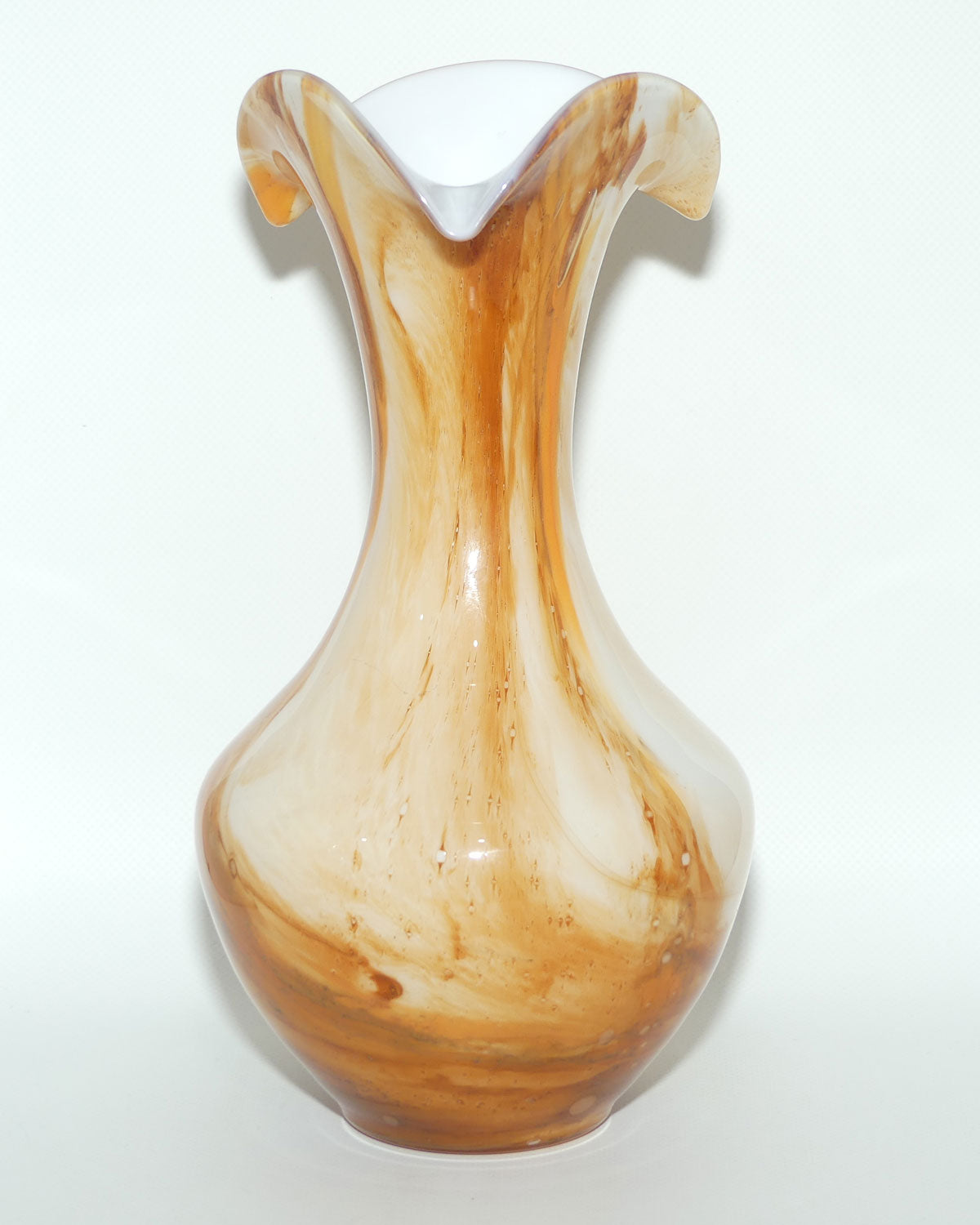 Mid Century Orange and Brown Marble effect vase | 28cm tall
